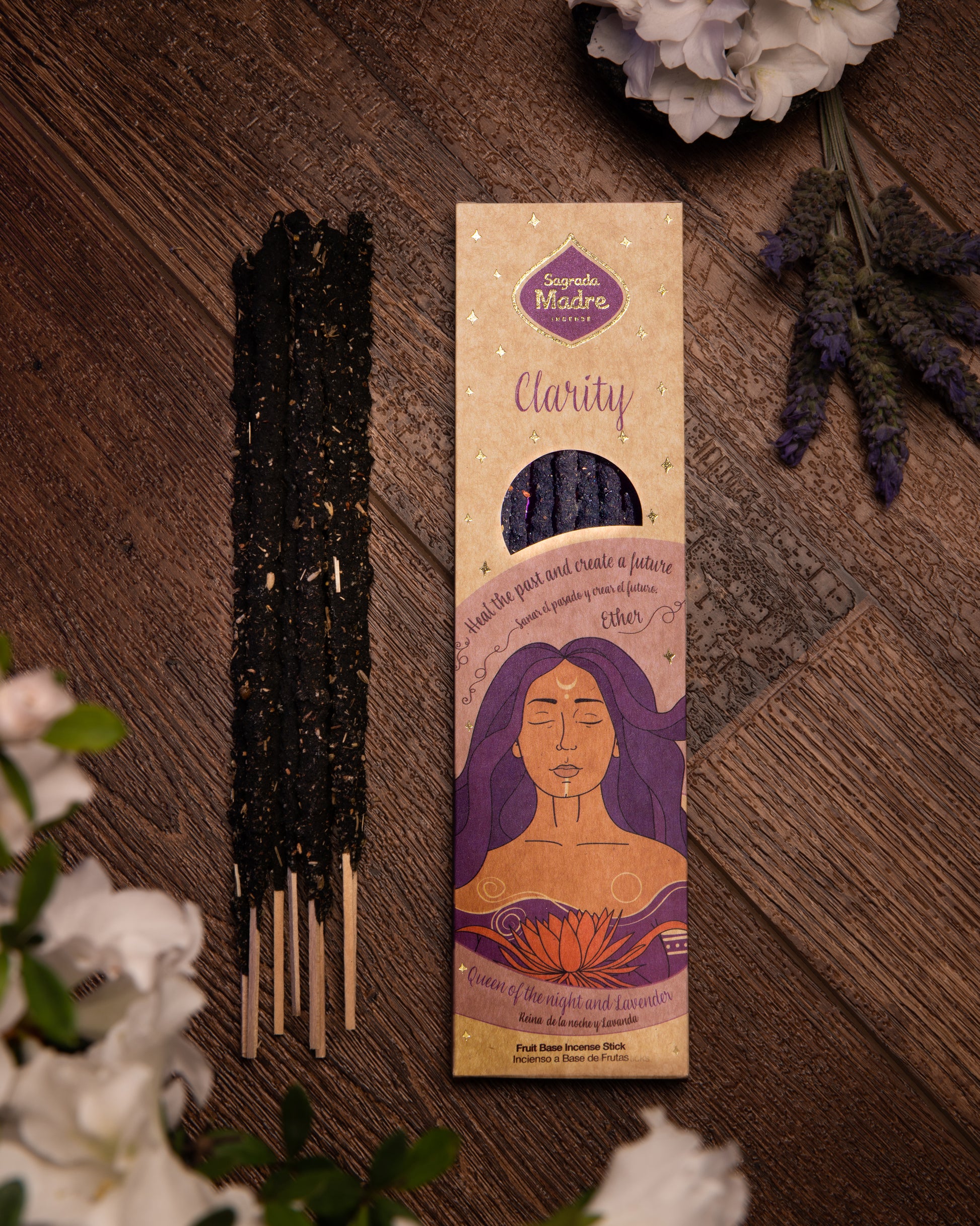 Räucherstäbchen Claridad von Sagrada Madre – mit Lavendel und Blüte der Nacht für Klarheit, innere Ruhe und energetische Reinigung.