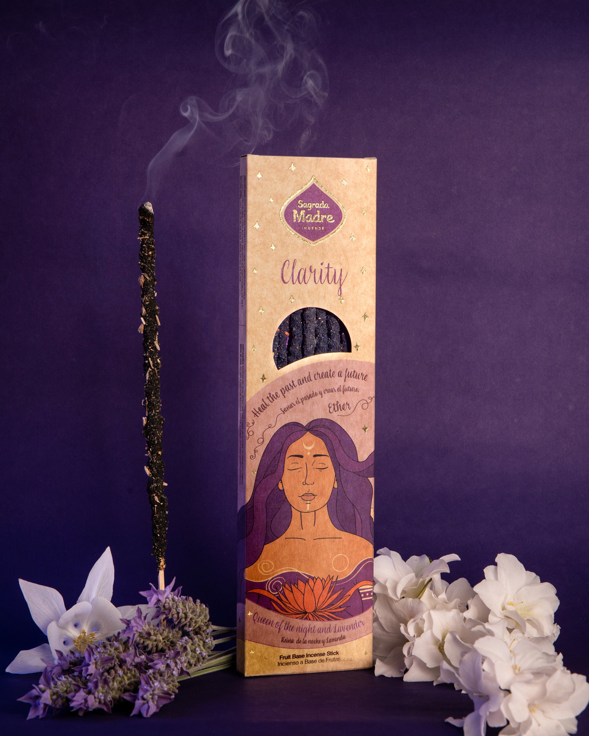 Räucherstäbchen Claridad von Sagrada Madre – mit Lavendel und Blüte der Nacht für Klarheit, innere Ruhe und energetische Reinigung.