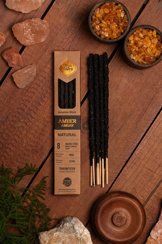 Sagrada Madre Amber Räucherstäbchen – warmer, balsamischer Duft aus echtem Bernsteinharz für Transformation und innere Ruhe